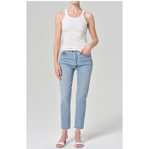 Agolde Riley Women's 24 00 High Rise Straight Crop Jeans in Frequency